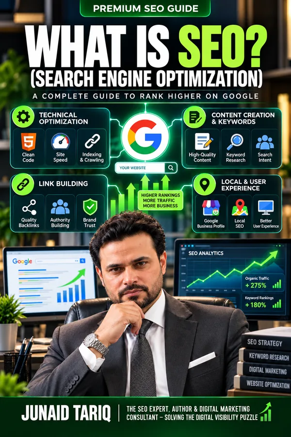 What is SEO? eBook cover by Junaid Tariq